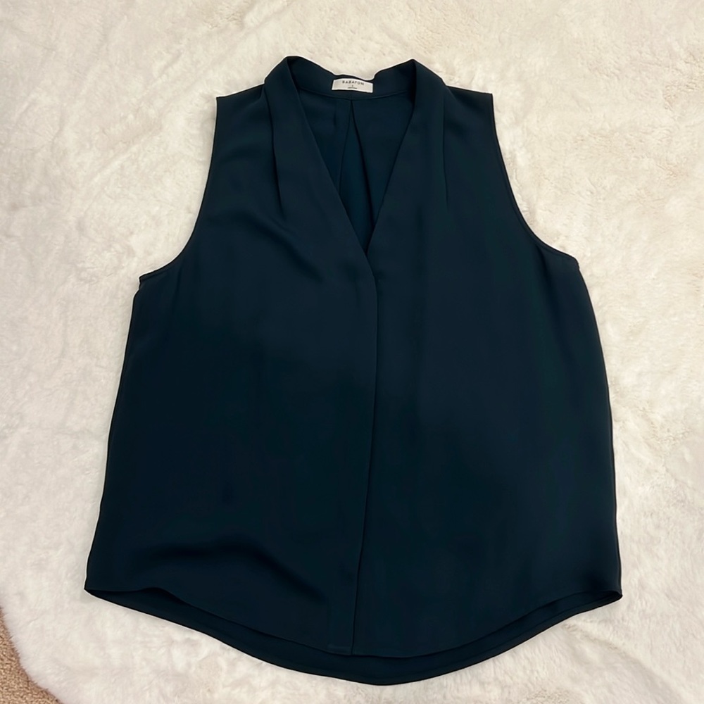 Aritzia Babaton Sleeveless Dress Shirt in Green